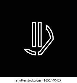 LV monogram logo circle ribbon style outline design template