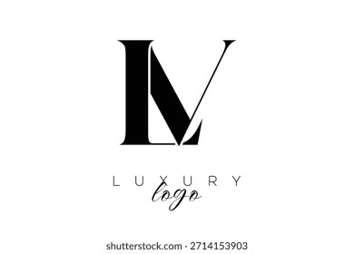 LV Serif Letter Monogram Typography Logo for Elegant Premium Branding Identity