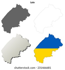 Lviv blank outline map set