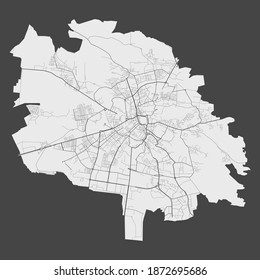 Lviv map. Detailed map of Lviv city administrative area. Cityscape panorama. Royalty free vector illustration. Outline map with highways, streets, rivers. Tourist decorative street map.