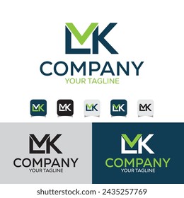 LVK, LVK letra tipografía inicial Fuente Logo Plantilla de diseño