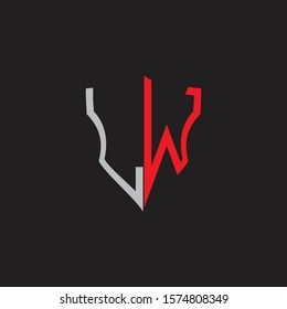 LW Abstract logo monogram with shield elements isolated on black background