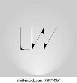 LW Black thin minimalist LOGO Design with Highlight on Gray background.