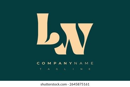 LW Creative Abstract Typography Logo Design. Elegant logo combining bold typography and creative shapes, ideal for branding and identity solutions.