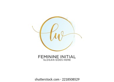 LW handwriting logo with circle template vector signature, wedding, fashion, floral and botanical with creative template.