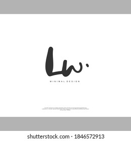 LW Initial handwriting or handwritten logo for identity. Logo with signature and hand drawn style.