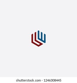 lw initial hexagon logo templet