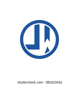LW initial letters circle business logo blue