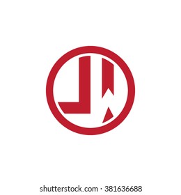 LW initial letters circle business logo red