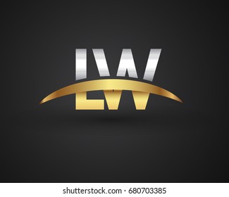 LW initial logo company name colored gold and silver swoosh design. vector logo for business and company identity.
