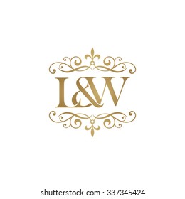 L&W Initial logo. Ornament ampersand monogram golden logo