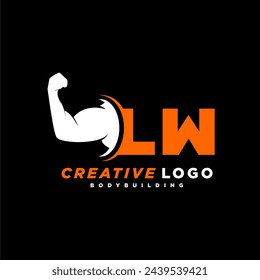 Monograma inicial LW para fitness o gimnasio logo con diseño de estilo creativo