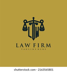 LW initial monogram for lawfirm logo with sword and scale