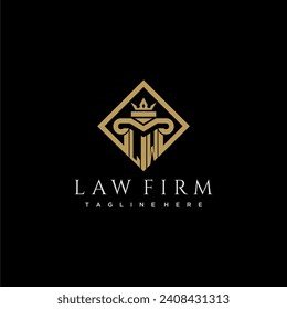 LW initial monogram logo for lawfirm with pillar in creative square design