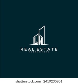 LW initial monogram logo real estate with building style design vector