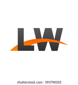 LW initial overlapping swoosh letter logo black orange