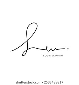 Baixo Design de vetor de logotipo de assinatura inicial
