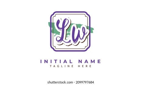 Lw Initials, handwriting logo vector