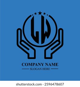 LW initials held within hands, symbolizing trust and protection. The circle represents unity, while stars highlight excellence and ambition.