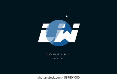 lw l w  blue circle dot big font alphabet company letter logo white design vector icon template 