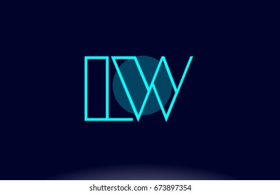lw l w blue line circle letter logo alphabet creative company vector icon design template