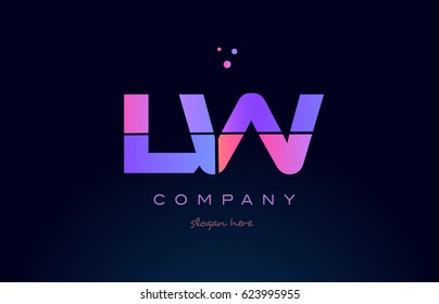 lw l w creative color blue background pink purple blue magenta alphabet letter company logo vector icon design