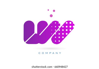 lw l w pink dots dotted letter logo alphabet creative company vector icon design template