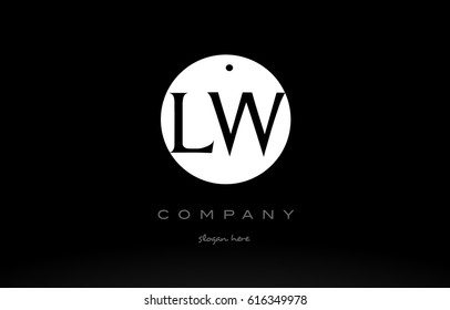 LW L W simple black white circle background alphabet company logo design vector icon template