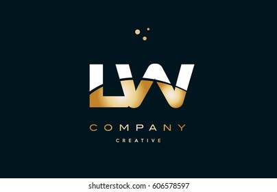 lw l w  white yellow gold golden metal metallic luxury alphabet company letter logo design vector icon template