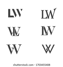 LW letter logo set abstract design vector