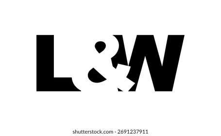 Diseño del logotipo de LW en estilo audaz. Símbolo de identidad blanco y negro. Emblema de tipografía moderna. Icono de marca Corporativa. Mínima Plantilla de negocio.