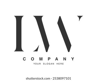 LW logo design. Initial letter l and w serif font style. Creative classic company name typography. Trendy logotype or identity. Vector illustration.