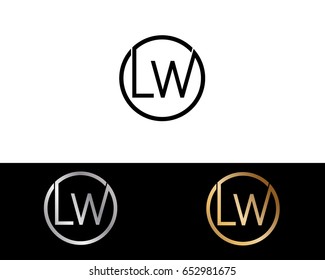Lw Logo. Letter Design Vector with Red and Black Gold Silver Colors