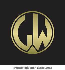 LW Logo monogram circle with piece ribbon style on gold colors