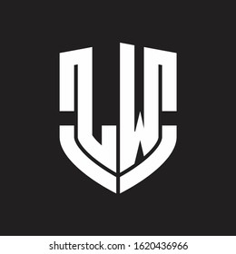 LW Logo monogram with emblem shield shape design isolated on black background