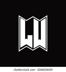 LW Logo monogram with emblem style design template on black background