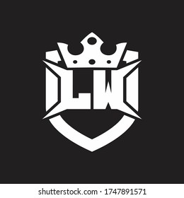 LW Logo monogram isolated with shield and crown design template