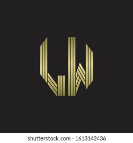 LW Logo monogram outline style linked isolated with gold colors