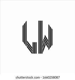 LW-Logo-Monogramm-Umriss-Stil einzeln auf weißem Hintergrund