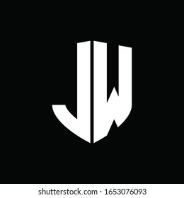 LW logo monogram with shield shape design template