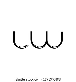 LW Logo monogram with slice rounded modern design template isolated on white background