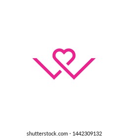 LW love logo. This logo incorporate with letter "L,W" and love in creative way.