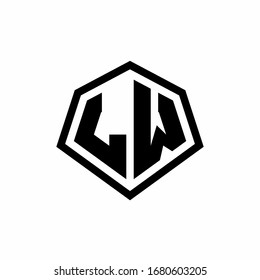 Logotipo de monograma LW con forma hexagonal y plantilla de diseño de estilo redondeado en línea aislada en fondo blanco