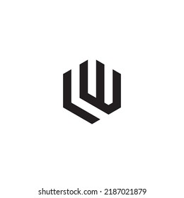 LW monogram logo in hexagon shape - black and white