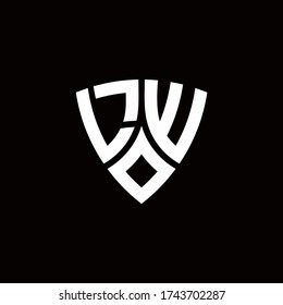 LW monogram logo with modern shield style design template isolated on black background