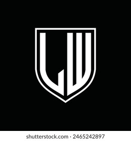 LW Shield modern logo design, logo on black background
