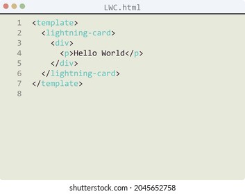 LWC Language Hello World Program Sample In Editor Window