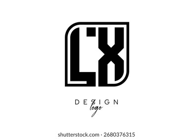 Logotipo del monograma del bloque de LX – Letra geométrica negrita en estilo rectangular para la marca y la identidad modernas