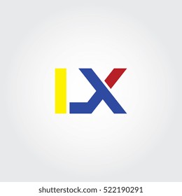 LX flat initial letter logo combining yellow, blue and red