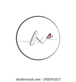 LX initial letter handwriting logo design with butterfly